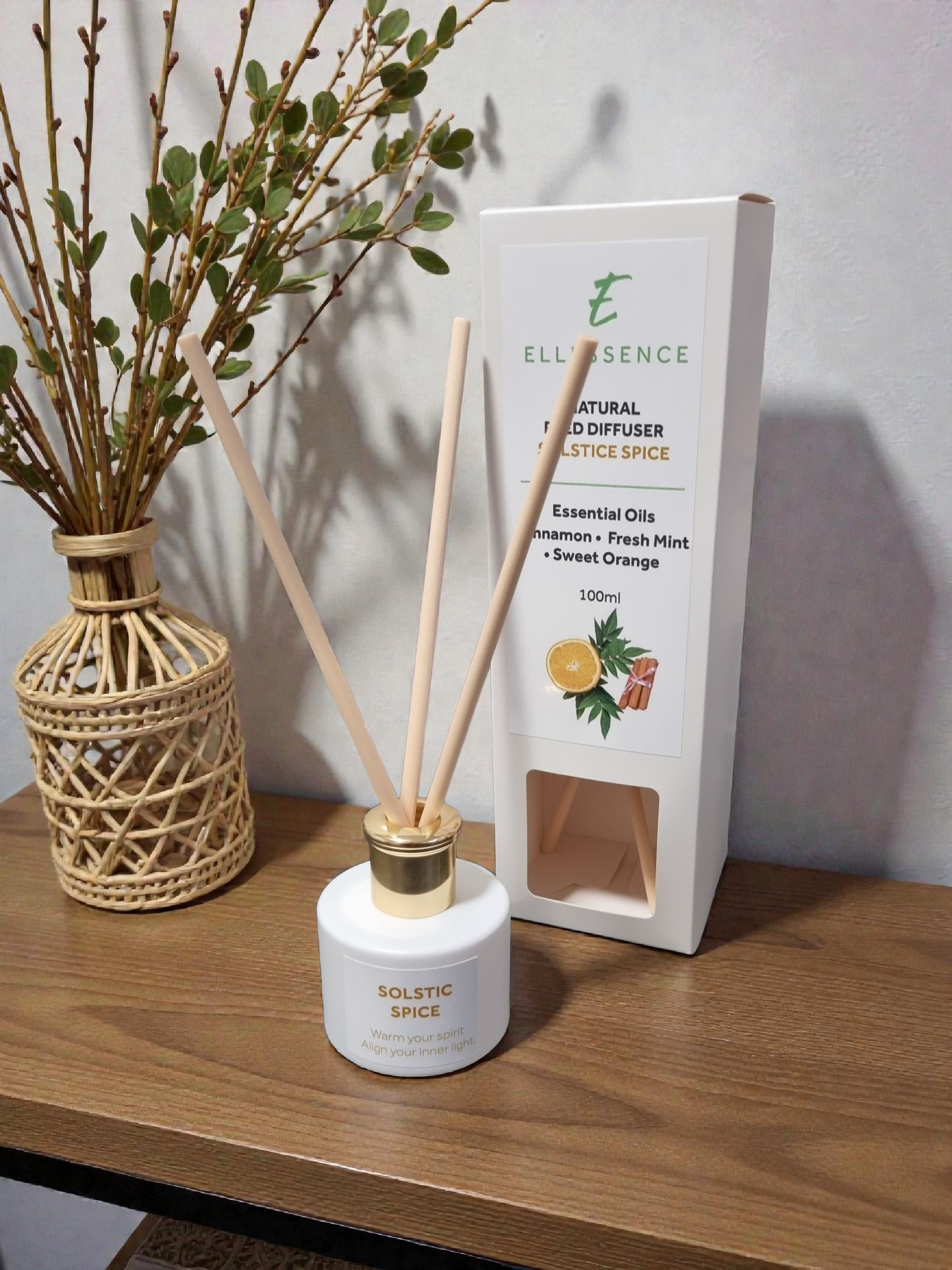 Solstice Diffuser SOLSTICE SPICE – NATURAL REED DIFFUSER – WITH PURE ESSENTIAL OILS 100ML ...